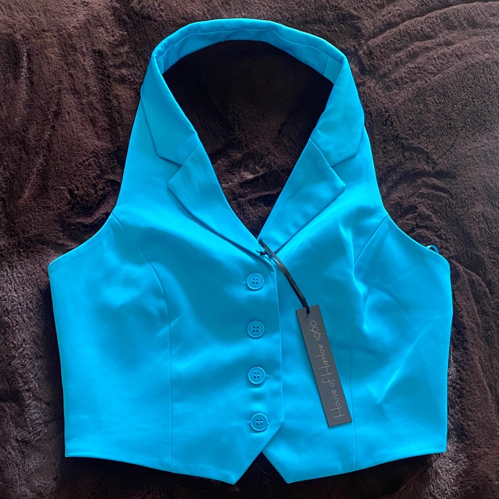 House of Harlow 1960 Turquoise Halter Top